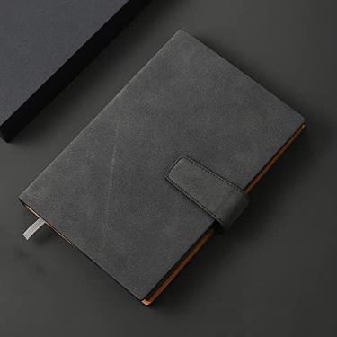 Imagem de Notebook Negócios A5 Acentuado Couro Macio Conferência Trabalho Requintado Notebook Escritório Retro, Preto, 1 peça