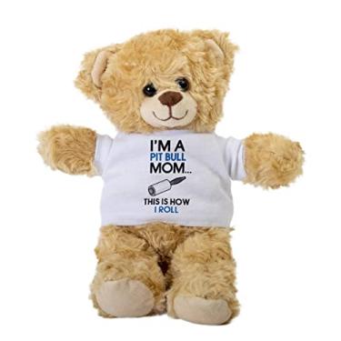 Imagem de I'm a Pit Bull Mom This is How I Roll Teddy Bear, Gift Stuffed Animal, Plush Teddy Bear with Tee, Welcoming Baby Gift, Gift for Her, Gift for Newborn, Cute Birthday Christmas Basket Gift Idea