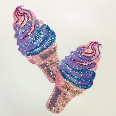Imagem de Yliping 1 peça de acessórios de vestuário bordados com lantejoulas de sorvete colorido aplique para camiseta suéter decoração adesivos