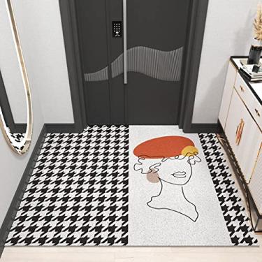 Imagem de SHENGANG Capacho de porta de casa quarto cozinha sala de estar tapete PVC antiderrapante tamanho personalização tapete de porta de corredor interno, L, 60x90cm