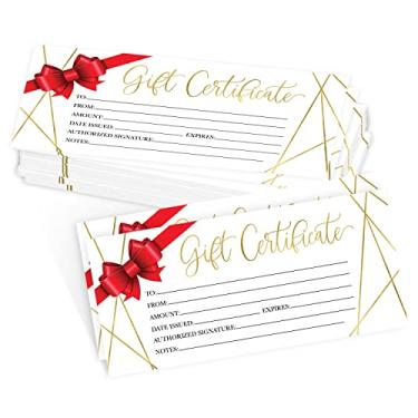 Imagem de 25 Certificados de Presente em Branco para Suprimentos de Negócios - Certificados de Presente Genéricos Geo Gold Cartões de Presente de Feriado em Branco para Vouchers de Presente de Spa, Certificados de Presente de Papel Cupons em Branco 10 x 22 cm