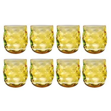 Imagem de Conjunto de 8 copos de vidro de plástico acrílico colorido QG 414 ml para garrafas de vinho amarelo