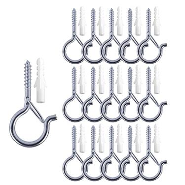 Imagem de TAIHUIMY Pacote com 16 ganchos Q-Hanger para luzes de cordão ao ar livre, ganchos de olhos, clipes de luz de corda de Natal, ganchos de teto de parede com fivela de segurança para faro, plantas de luz, sinos de vento