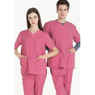 Imagem de Pijama Cirúrgico Enfermagem Manga Curta Plus Size Xg Exg Ph - Dona Moç