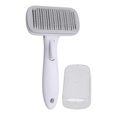 Imagem de Bicho de Estimação Autolimpeza Pincel Mais Liso, Multifuncional Pente para Depilação de Gato, Depilação Rápida Escova de Massagem para Animais Estimação Com Aderência Confortável (Cabeça de borracha de fio de aço cinza)