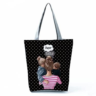 Imagem de Bolsas femininas afro douradas impressas bolsa de ombro moda bonita bolsa de compras ecológica portátil bolsa de praia de alta capacidade, Hl3014
