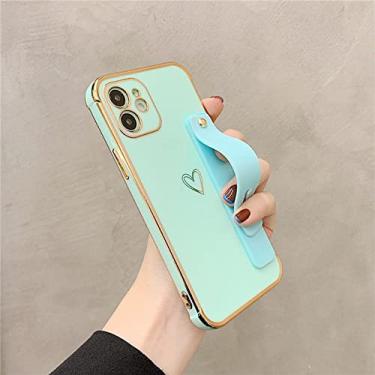 Imagem de Estojo protetor de pulso protetor de lente de amor simples para iphone 11 Pro Max 12 Pro MiNi X XR XS 7 8 plus SE 2020 capa, ciano, para iPhone XR