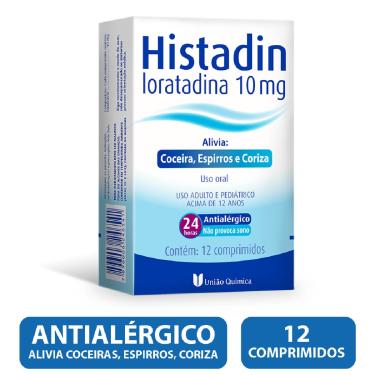 Imagem de Histadin Loratadina 10mg 12 comprimidos União Química 12 Comprimidos