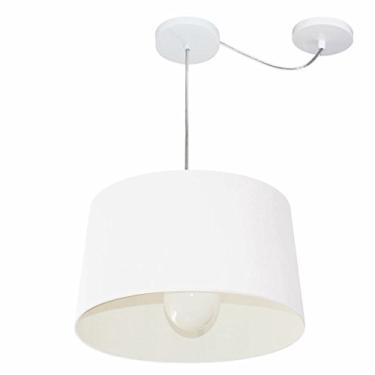 Imagem de Lustre Pendente com Desvio de Centro Cúpula 30/40x45 cm, Vivare Iluminação, Pendente4275 BR, Branco, Médio