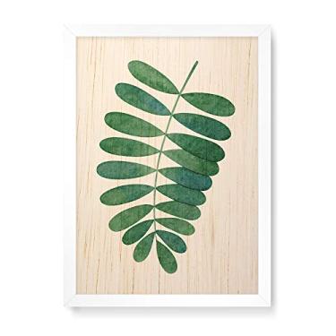 Imagem de Arte Maníacos Quadro Decorativo em Madeira Ramo Folhas Para Baixo - 23x16,25cm (Moldura caixa em laca branca)