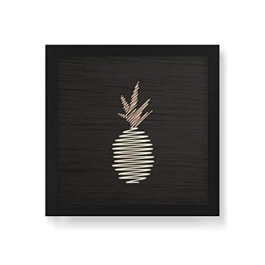 Imagem de Arte Maníacos Quadro Decorativo em Madeira Abacaxi Riscos - 30x30cm (Moldura caixa em laca preta)
