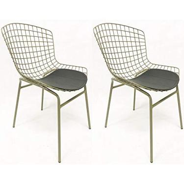 Imagem de Kit 2 Cadeiras BERTÓIA cor Rato assento preto tubular - Poltronas do Sul