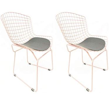 Imagem de Kit 2 Cadeiras BERTOIA cor Rosê assento preto - Poltronas do Sul
