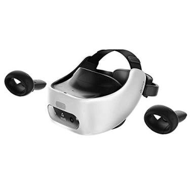Imagem de HTC Fone de ouvido Vive Pro Focus Plus 6DOF VR em branco amêndoa, incluindo fone de ouvido VR, controladores, almofada facial, carregador QC 3.0 e cabo USB tipo C