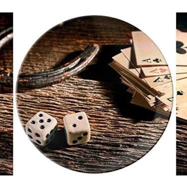 Imagem de Prato decorativo de porcelana para jogos de pôquer de dados para fotos, louças de jantar