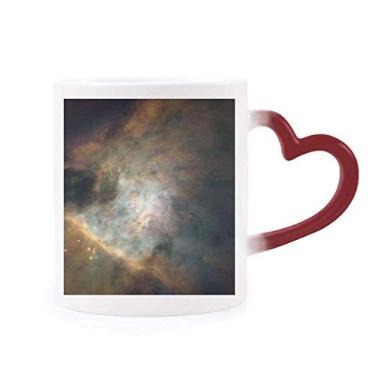 Imagem de Caneca de nebulosa branca esmeralda, sensível ao calor, cor vermelha, copo de grés que muda