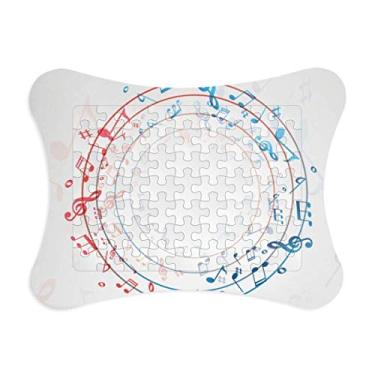 Imagem de Formato redondo vermelho azul notas musicais quebra-cabeça moldura papel cartão quebra-cabeça casa