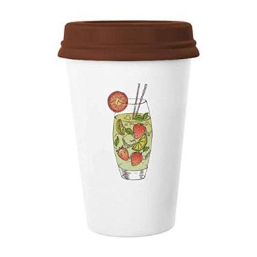 Imagem de Caneca com estampa de suco de fruta de morango, caneca de cerâmica para copo de café