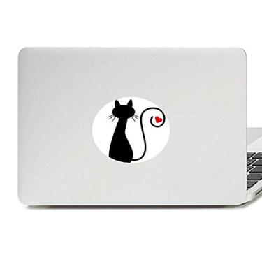 Imagem de Adesivo de notebook com emblema de animal sentado, Sihouette de coração e gato