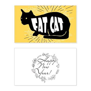 Imagem de Caderno de gato de animal preto natural de ano novo cartão de felicitações mensagem de abençoar presente