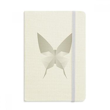Imagem de Caderno com estampa abstrata de origami, borboleta branca, capa dura de tecido, diário clássico