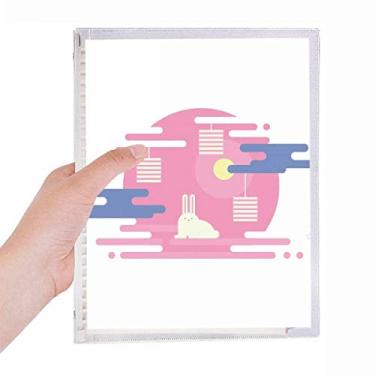 Imagem de Caderno colorido com estampa de lanterna de nuvem abstrata com folhas soltas diário recarregável