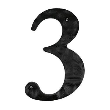 Imagem de Número de placa de casa flutuante 3D de 15 cm, material de ferro fundido, placa de metal 0-9 para uso externo digital à prova d'água, antiferrugem, durável, painel de porta de hotel, preto, montado com parafuso