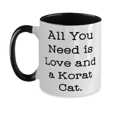 Imagem de Korat Cat Presentes para os amantes de gatos, All You Need is Love and a Korat, Caneca inspiradora de dois tons de gato Korat, caneca de 325 ml, xícara de amigos