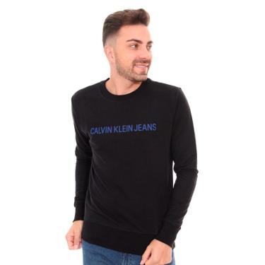 Imagem de Moletom Calvin Klein Jeans Masculino Classic Front Blue Preto-Masculino
