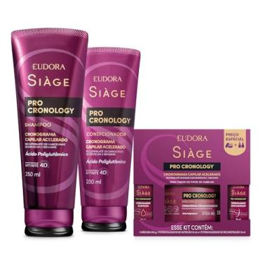 Imagem de Eudora Kit Siàge Pro Cronology: Shampoo 250ml + Condicionador 200ml + Kit Cronograma Capilar Acelerado