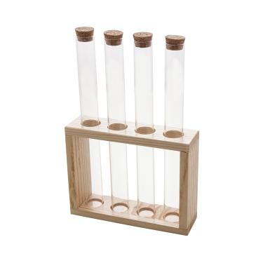 Imagem de Conjunto Porta Temperos Lyor 4 Potes de Vidro com Suporte em Madeira