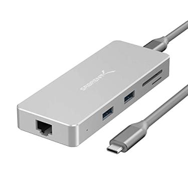 Imagem de SABRENT Hub USB C, adaptador 9 em 1 para HDMI 2.0 4K 30Hz com 1 Gbps RJ45 Ethernet, porta de carregamento Pd tipo C, SD/MicroSD, 2 portas USB 3.1, estação de ancoragem para laptop MacBook (HB-UHPN)