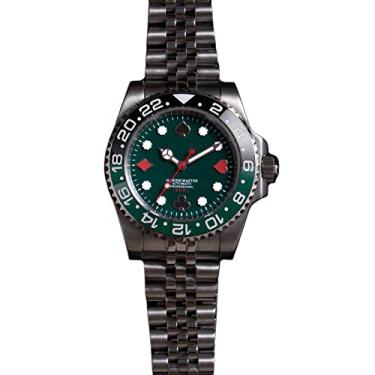 Imagem de Relógios de pulso masculinos com movimento automático japonês, de aço inoxidável, mecânico, relógio masculino Marinemaster à prova d'água, Verde, Clássico