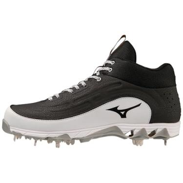Imagem de Mizuno Chuteiras de beisebol masculinas 9-spike Ambition 3 Mid, Preto/branco, 39