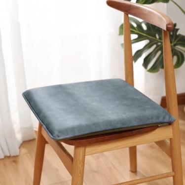 Imagem de HotcoS Almofada de assento de escritório de couro PU de cor sólida à prova d'água almofada de cadeira de espuma de memória almofada de cadeira dupla para escritório doméstico ao ar livre