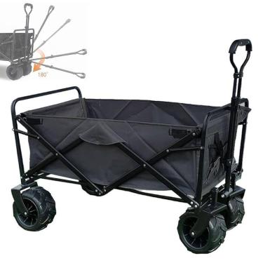 Imagem de Carrinho Vagao Utilitario Carga Dobravel Roda Grande Caçamba Armazenamento Terreno Praia