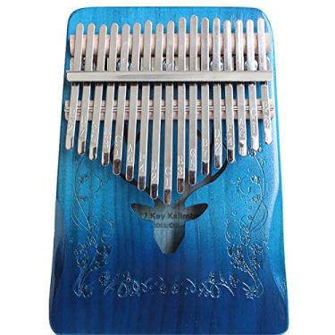Imagem de Piano de dedo de madeira de mogno de 17 teclas Kalimba, instrumentos musicais de madeira Sanza Mbira, instrumento de marimba para iniciantes amantes de música, com martelo de afinação, (18 cm x 13 cm)