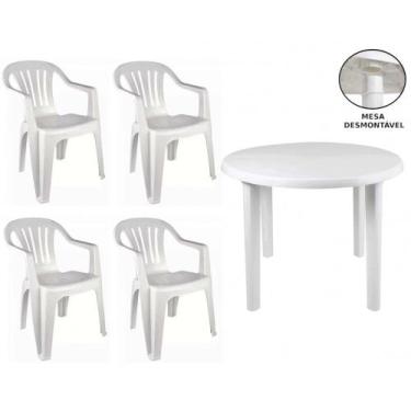 Imagem de Kit Mesa Plastica Desmontavel 90cm + 4 Cadeiras Poltrona Bela Vista  M