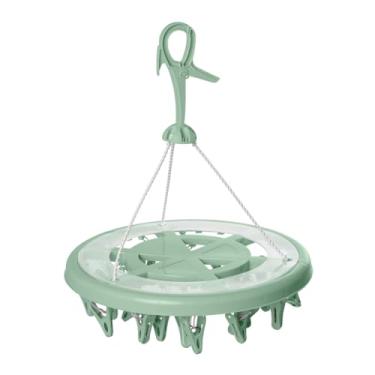 Imagem de Varal Redondo Com 24 Prendedores Lavanderia Peça Roupa Pequena Intima Meia Cueca Calcinha Luxo Premium Verde Menta Uz