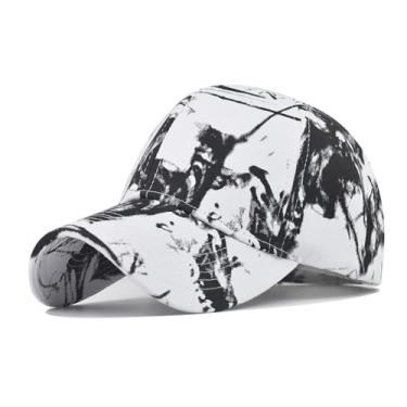 Imagem de HDiGit Boné de beisebol masculino chapéu de sol de algodão moderno tie-dye boné esportivo unissex, Branco e preto, G
