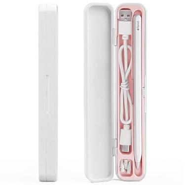 Imagem de SIXFU Capa para Apple Pencil, design de capa de armazenamento para Apple Pen 2ª/1ª, acessórios para iPad Pencil cabo de carregamento para caneta Stylus (branco + rosa)