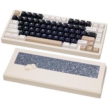 Imagem de Teclado mecânico KEEBMONKEY WOBKEY Rainy 75 CNC de alumínio HMX/JWK/Cocoa Switches com conectividade de modo triplo e acústica superior, RGB/FR4/Silver SUS304/7000mAh/Cocoa Switch (Pro - Branco)