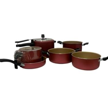 Imagem de Jogo de 6 Panelas Antiaderente com Tampa Jogo Completo (Cereja)