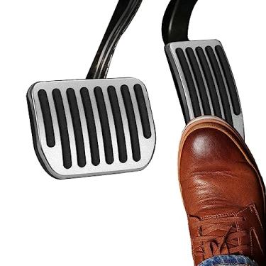 Imagem de Zufoty Conjunto de almofadas de pedais, capas de pedal de alumínio automotivas, almofadas de pedais antiderrapantes, capas de pedal de acelerador de freio, acessórios interiores de carro para Tesla Model 3 Model Y (prata)