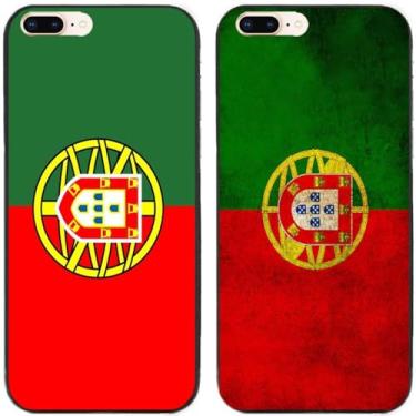 Imagem de 2 peças retrô bandeira de Portugal impressa TPU gel silicone capa traseira para Apple iPhone todas as séries (iPhone 7 Plus/iPhone 8 Plus)