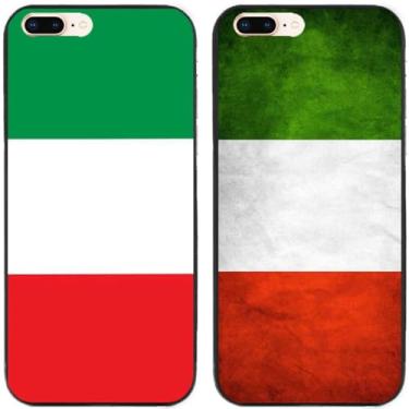 Imagem de 2 peças EUA Reino Unido Grã-Bretanha Inglaterra França Espanha Alemanha Canda Austrália México Itália Bandeira Nacional TPU Silicone Gel Capa traseira para Apple iPhone 7 Plus/iPhone 8 Plus (Itália)