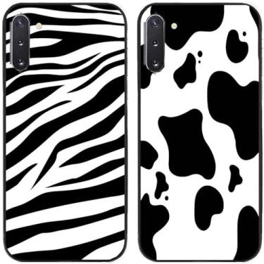 Imagem de 2 peças zebra vaca leite impresso TPU gel silicone capa de telefone traseira para Samsung Galaxy todas as séries (Galaxy Note 10)