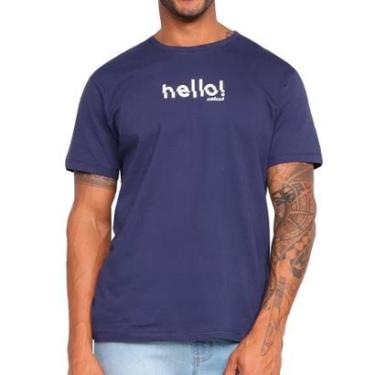 Imagem de Camiseta Colcci Masculina Regular Hello! Azul Escuro-Masculino