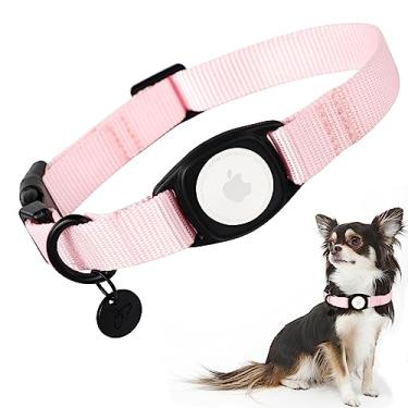 Imagem de Babole Pet AirTag Coleira rosa para cães de cachorro médio, 11 cores, coleira de nylon integrada com GPS com fivela de encaixe durável, rastreador de cães para Apple iPhone, pequeno, grande, menino, menina e fêmea (M)