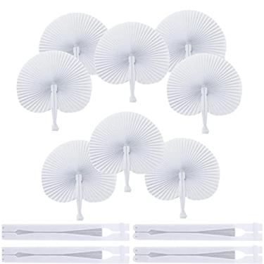 Imagem de YQHWLKJ 12 peças de ventiladores dobráveis de papel para decoração de casa festa de casamento ventilador portátil dobrado circular